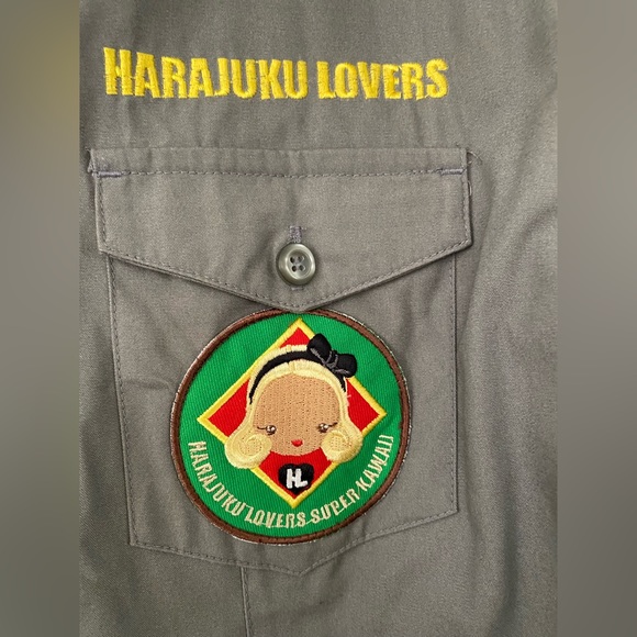 Harajuku Lovers not L.A.M.B Gwen Stefani scout military camp shirt rare NWOT XL - Picture 3 of 15